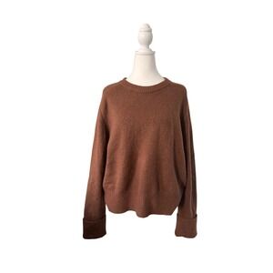 Abercrombie Fitch Madeline Crew Neck Sweater Brown Ribbed Knit Women's Medium